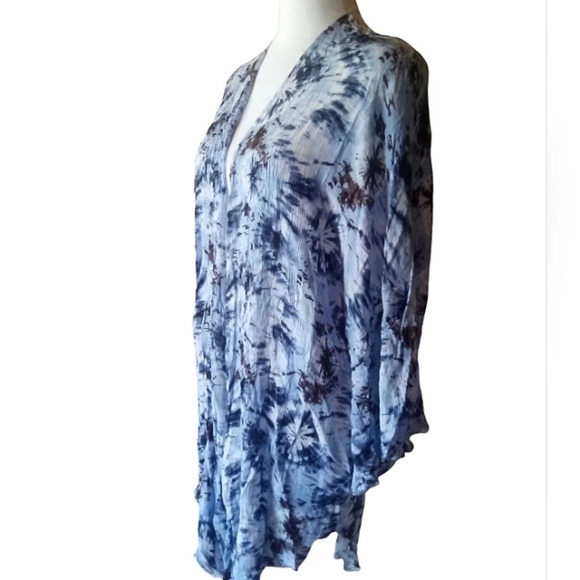 143 Story Blue Tye Dye Open Front Kimono / Cover Up Size Large - Picture 6 of 9